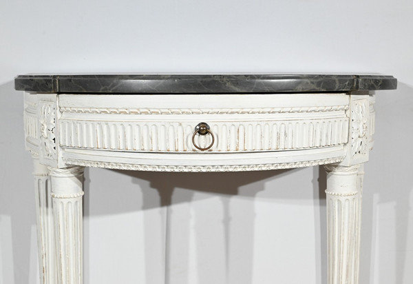 Console Demi-Lune en Bois Réchampi, style Louis XVI – Début XIXe