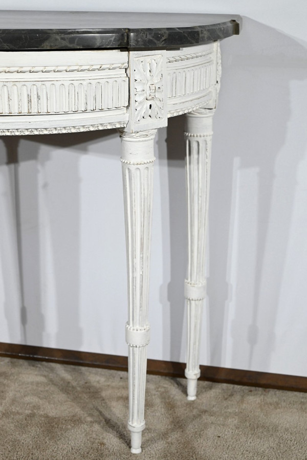 Console Demi-Lune en Bois Réchampi, style Louis XVI – Début XIXe