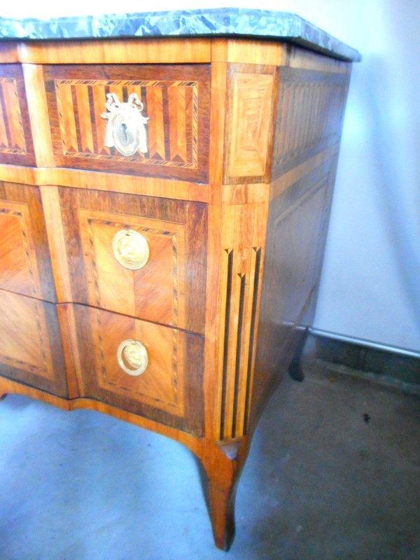 Commode XVIIIe En Marqueterie Et Bronze Doré Estampillé F.rubestuck