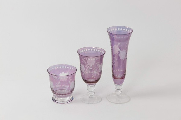 Set of bohemian crystal glasses, contemporary work