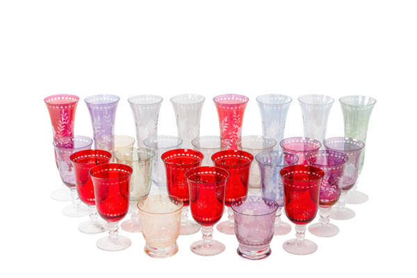 Set of bohemian crystal glasses, contemporary work