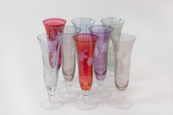 Set of bohemian crystal glasses, contemporary work