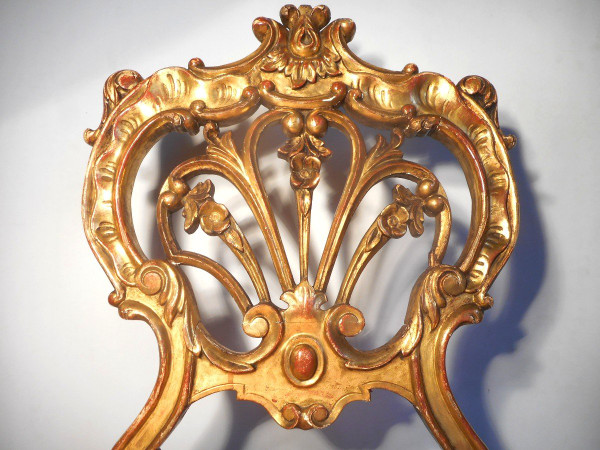 Set Of 4 XIX Period Chairs In Gilded Wood