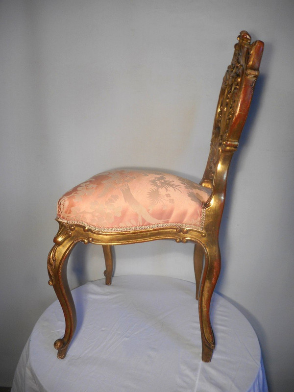 Set Of 4 XIX Period Chairs In Gilded Wood