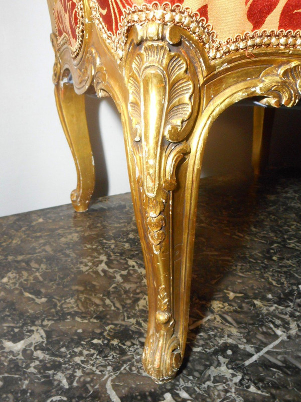 Set di quattro poltrone in legno dorato del XIX secolo