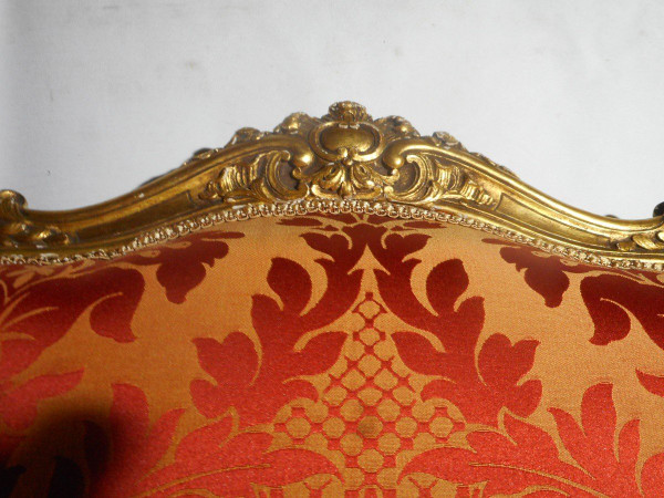 Set di quattro poltrone in legno dorato del XIX secolo