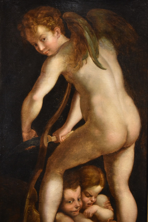 Cupid Carving His Bow, Francesco Mazzola, Known As Il Parmigianino (parme, 1503 - 1540) Follower Of 