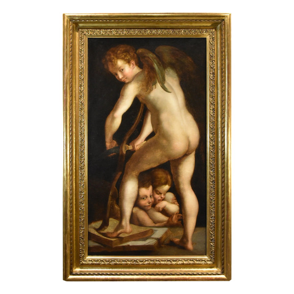 Amore che fabbrica l’arco, FRANCESCO MAZZOLA, detto IL PARMIGIANINO (Parme, 1503 - 1540) Seguace di