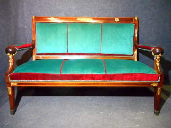 Ensemble De Salon Empire En Acajou Et Bronze Doré Estampillé