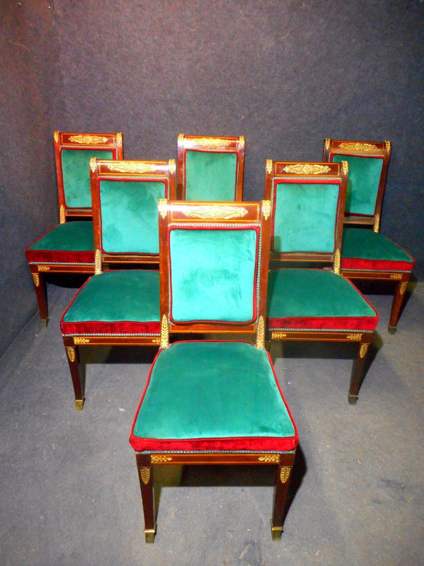 Ensemble De Salon Empire En Acajou Et Bronze Doré Estampillé