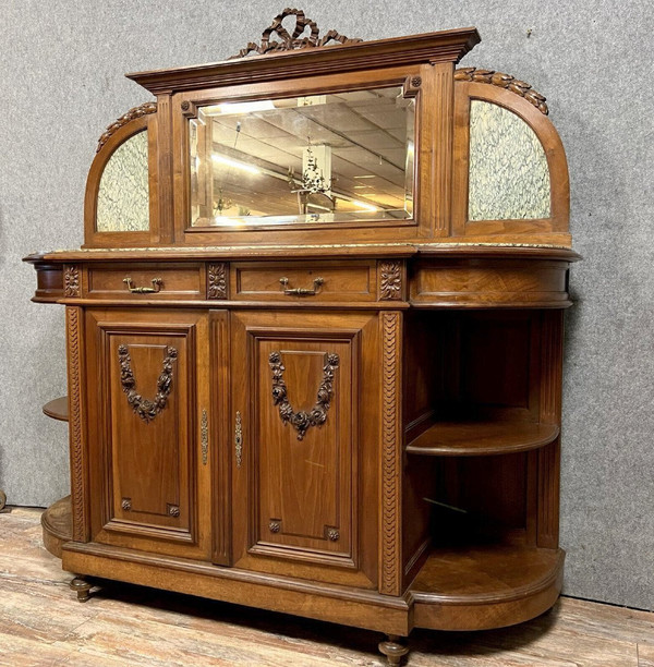 Louis XVI-style half-moon walnut sideboard circa 1850