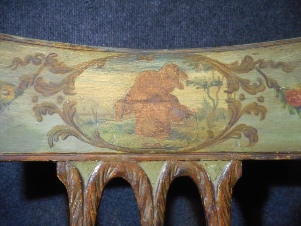 Set di 6 sedie a putti laccate del XVIII secolo