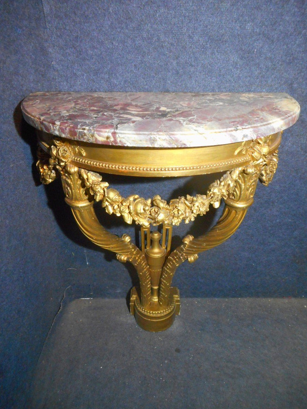 Paire De Console Aux Cornes d'Abondance En Bois Doré époque XIXe