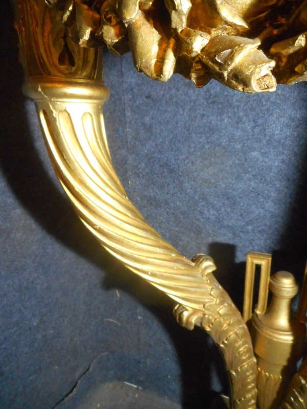 Paire De Console Aux Cornes d'Abondance En Bois Doré époque XIXe
