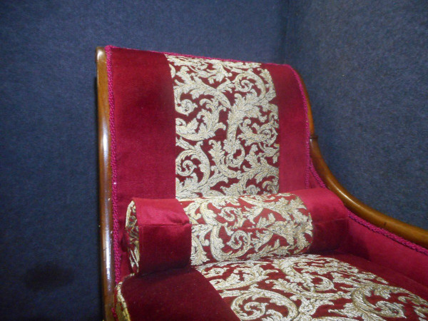 Repos Bed In Mahogany And Gilded Wood Empire Period With Swan Neck