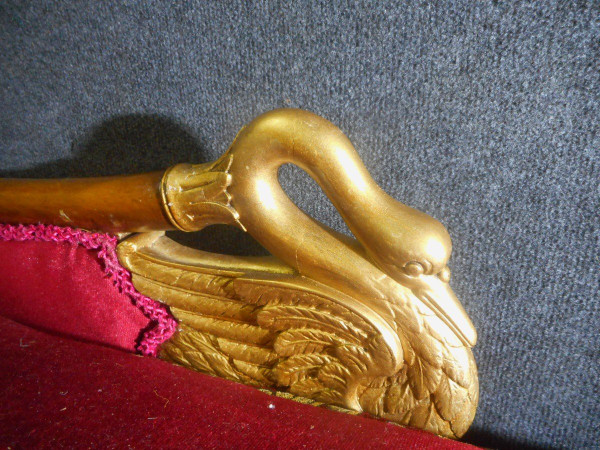 Repos Bed In Mahogany And Gilded Wood Empire Period With Swan Neck