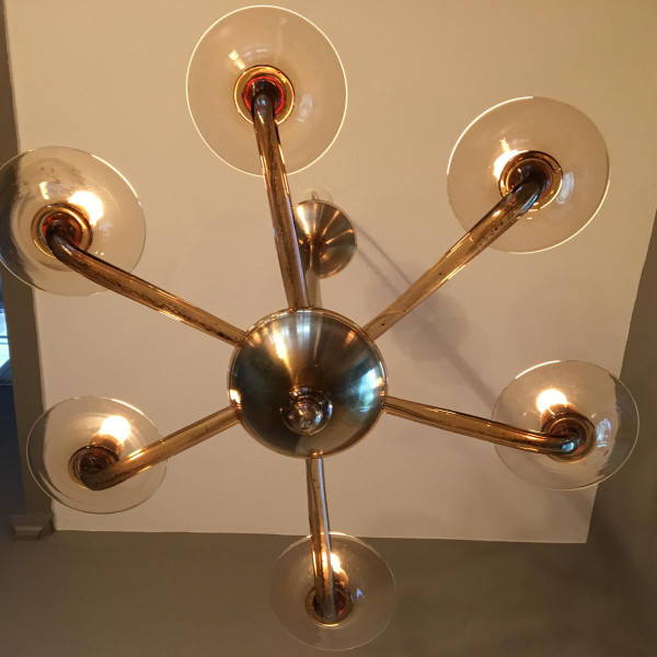 Lustre En Verre Soufflé Des Années 60
