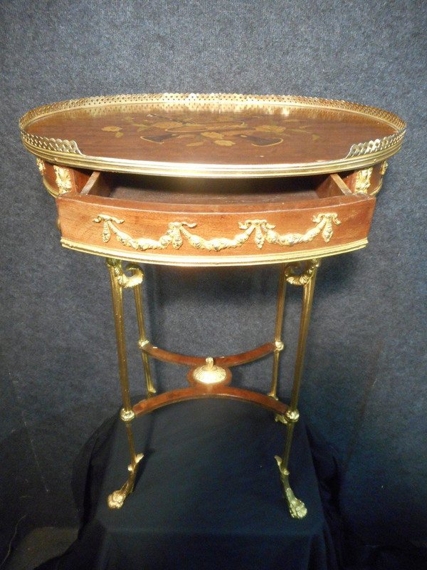 Pedestal Table By Henry Dasson In Gilt Bronze And Marquetry Dated 1888