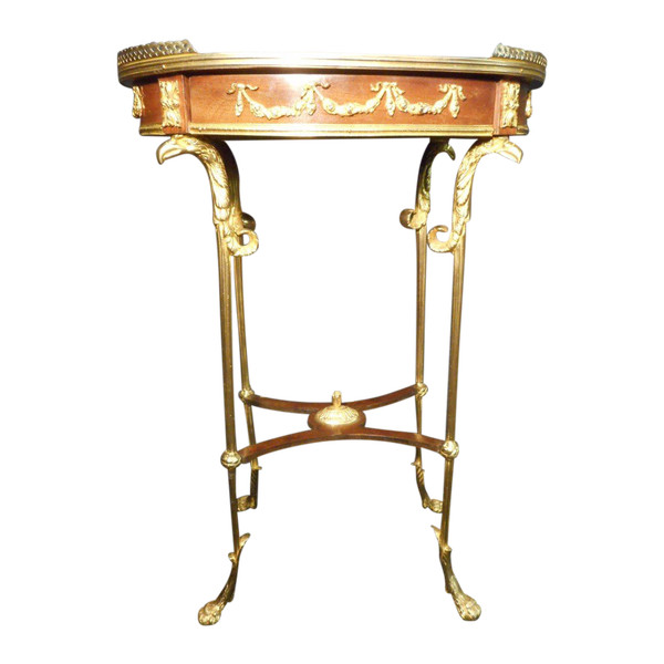Pedestal Table By Henry Dasson In Gilt Bronze And Marquetry Dated 1888