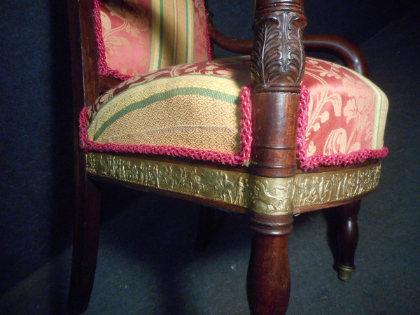 Series Of Restoration Period Armchairs Attributed To Jacob In Cuban Mahogany And Gilt Bronze