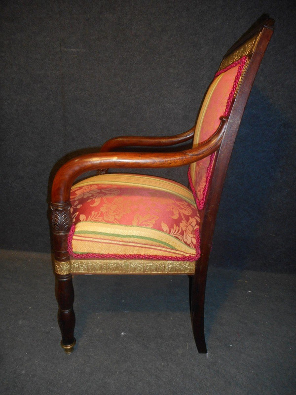 Series Of Restoration Period Armchairs Attributed To Jacob In Cuban Mahogany And Gilt Bronze