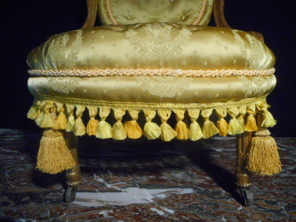 Paire De Chauffeuses Capitonné En Bois Doré époque Napoléon III
