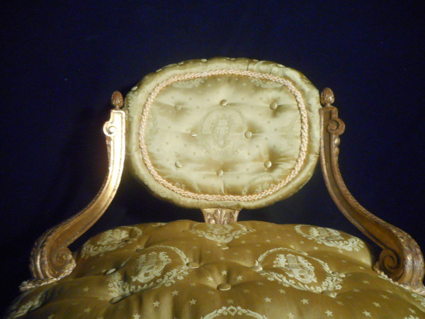 Paire De Chauffeuses Capitonné En Bois Doré époque Napoléon III