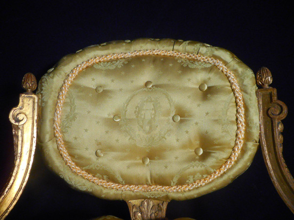 Paire De Chauffeuses Capitonné En Bois Doré époque Napoléon III