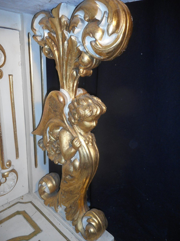 Large Console In Lacquered And Gilded Wood, 19th Century