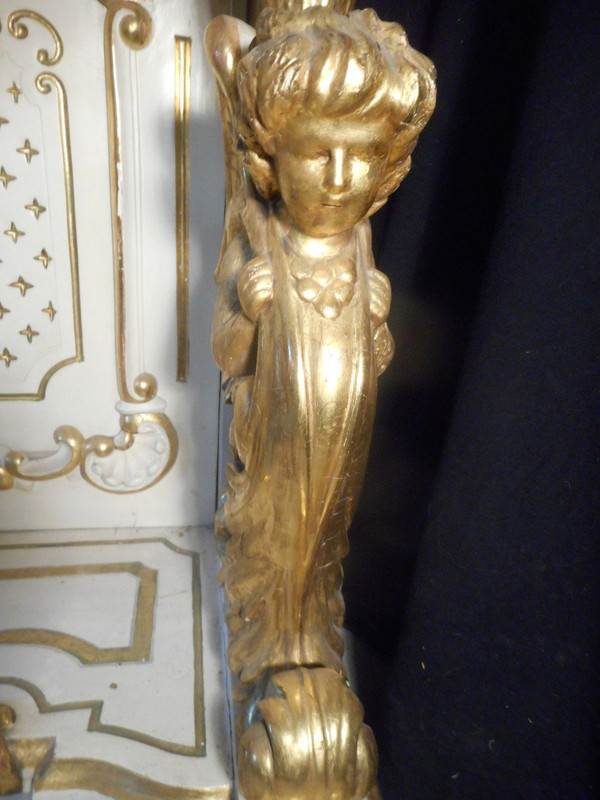 Large Console In Lacquered And Gilded Wood, 19th Century