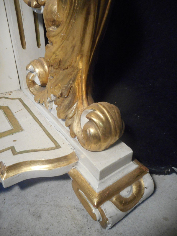 Large Console In Lacquered And Gilded Wood, 19th Century