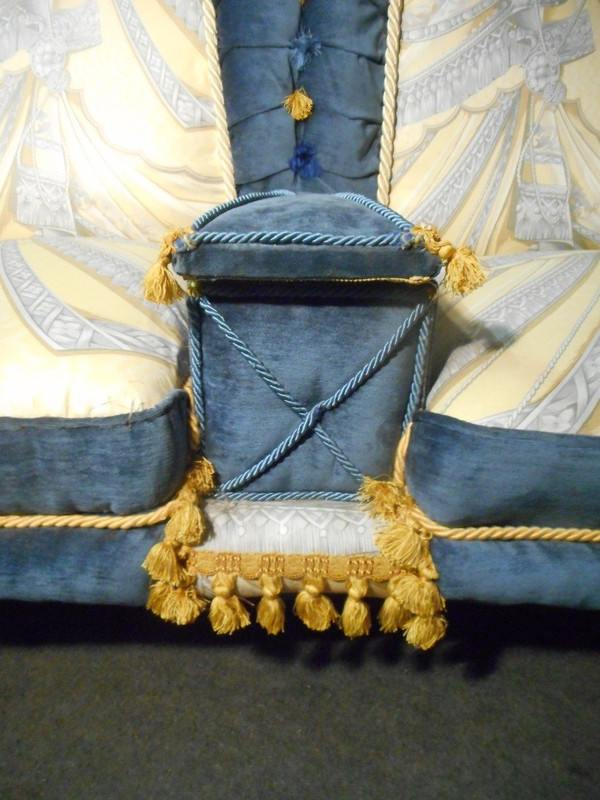 Napoleon III period sofa, Pierre Balmain fabric