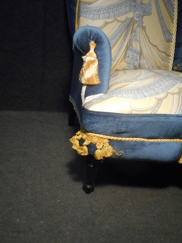 Napoleon III period sofa, Pierre Balmain fabric