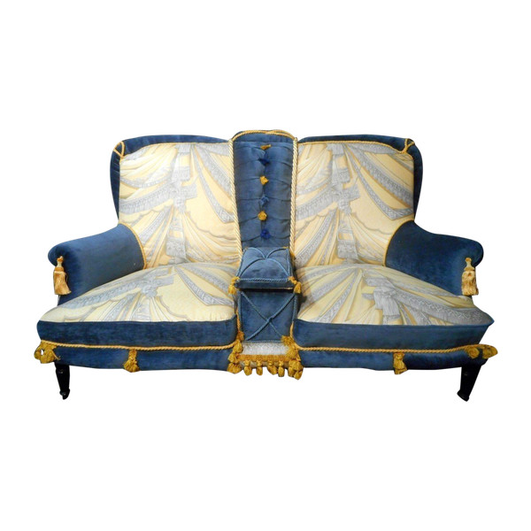 Napoleon III period sofa, Pierre Balmain fabric