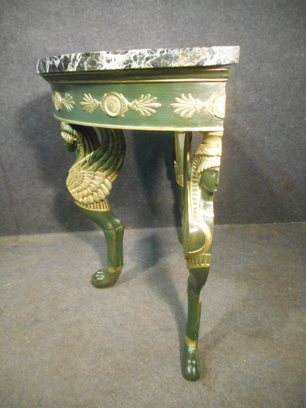 Empire Period Lacquered And Gilded Wood Console With Sphinges
