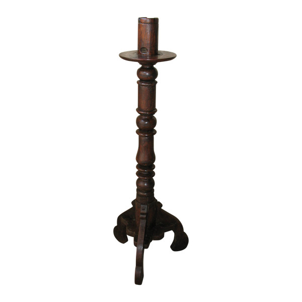 Pique cierge large wooden candle-holder 18th century Louis XIV period h: 123.5 cm