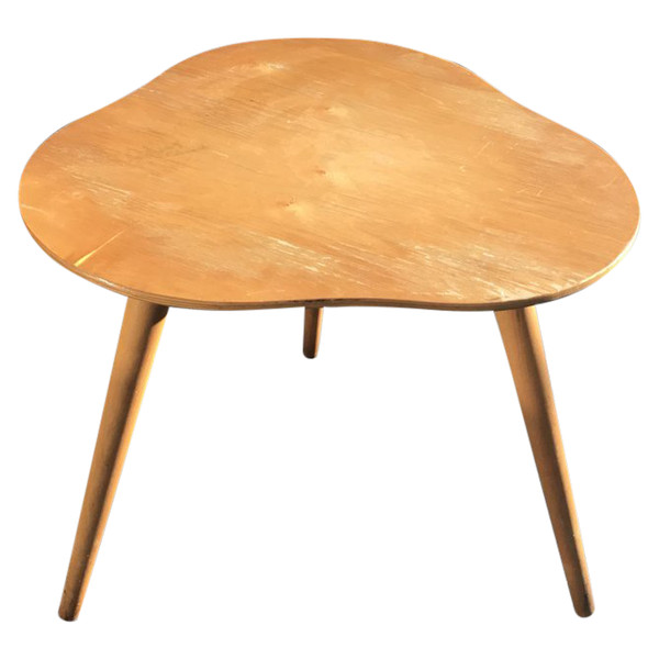 Beech tripod pedestal table - France - circa 1950