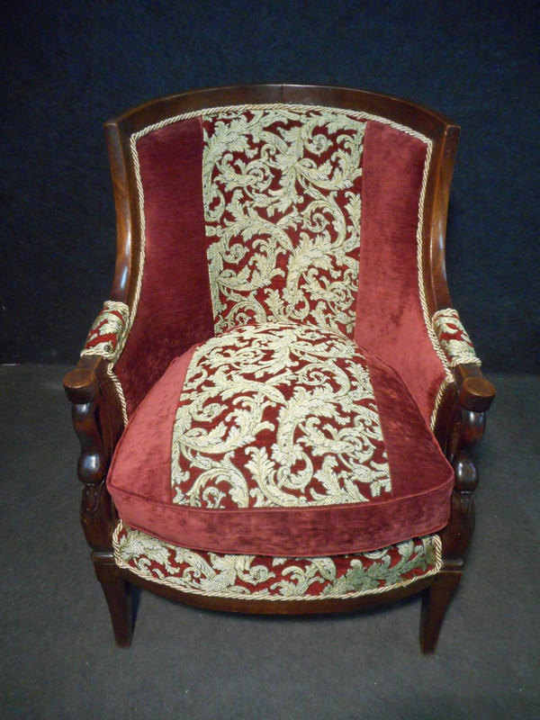 Paire De Bergère époque Empire En Acajou De Cuba