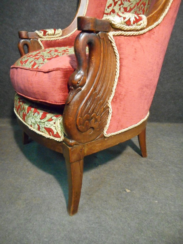 Paire De Bergère époque Empire En Acajou De Cuba