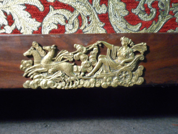 Letto per bambini a collo di cigno di epoca impero in mogano cubano