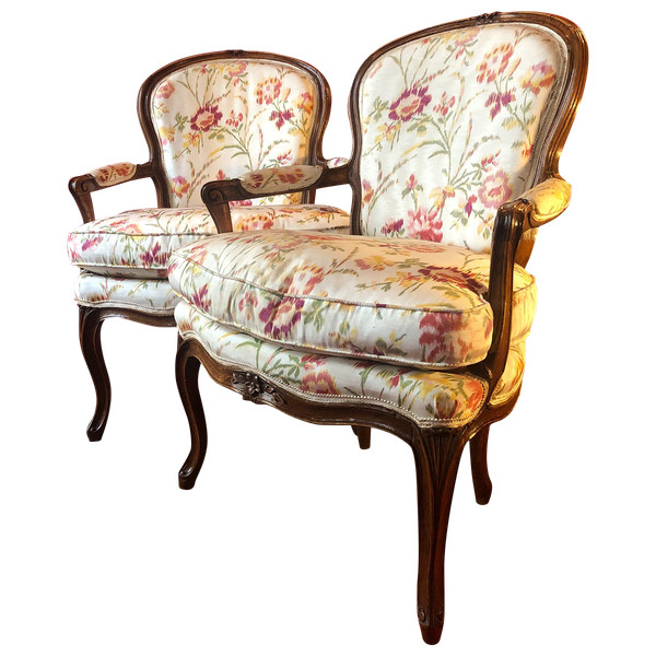 Stamped Porrot, pair of large cabriolets, Louis XV period