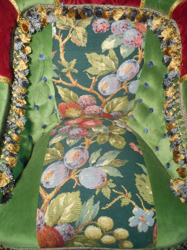 Set da salotto con bottoni d'epoca Napoleone III