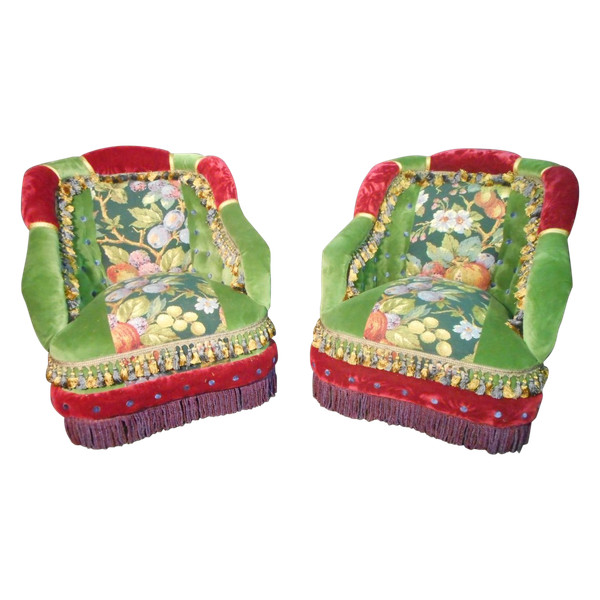 Set da salotto con bottoni d'epoca Napoleone III