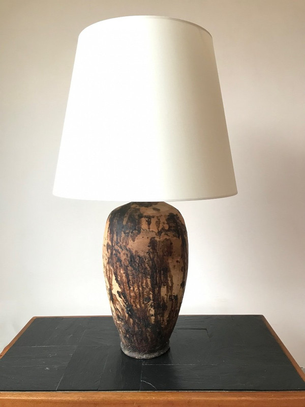Große Terrakotta-Lampe, 19. Jahrhundert.