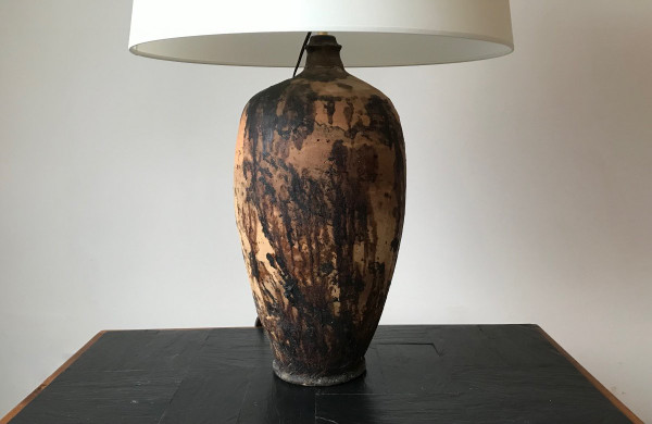Große Terrakotta-Lampe, 19. Jahrhundert.