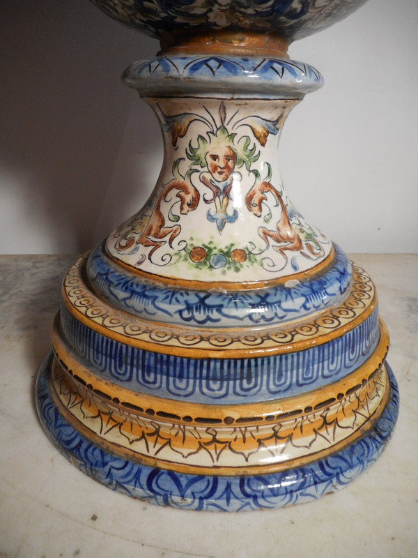 Large Pair Of Urbino Majolica Vases 19th Century