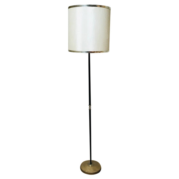 Lampada da terra in metallo laccato nero, anni '50.