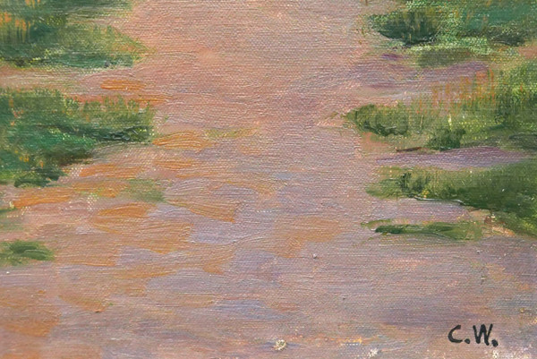 Charles Joseph Victor WISLIN, Animated river bank with a boat (the Somme?)
