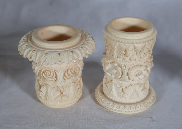 Large Ivory Lamp Height 64 Cm, India circa 1920-1930