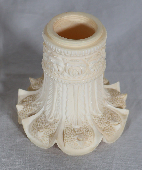 Large Ivory Lamp Height 64 Cm, India circa 1920-1930